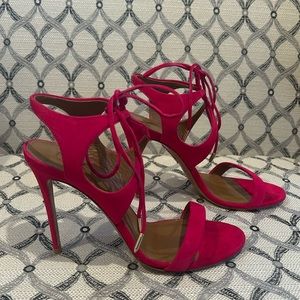 Aquazzura hot pink suede high heels